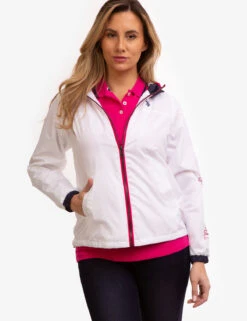 U.S. Polo Assn. HOODED ZIP FRONT CHEVRON WINDBREAKER -Glimmera Cloth Shop 621015 WHIT 7884