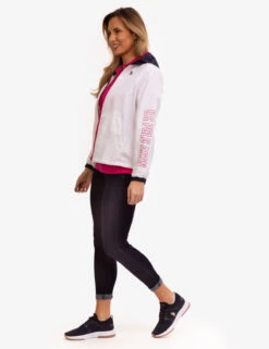 U.S. Polo Assn. HOODED ZIP FRONT CHEVRON WINDBREAKER -Glimmera Cloth Shop 621015 WHIT 7899