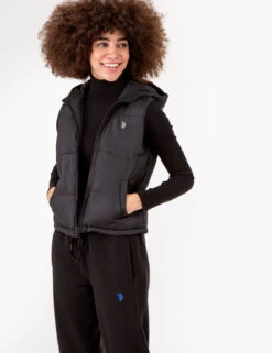 U.S. Polo Assn. HOODED CROPPED VEST -Glimmera Cloth Shop 621021PT BLCK 72450