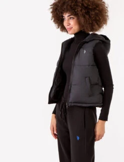 U.S. Polo Assn. HOODED CROPPED VEST -Glimmera Cloth Shop 621021PT BLCK 72452