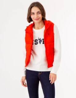 U.S. Polo Assn. HOODED CROPPED VEST -Glimmera Cloth Shop 621021PT ORRD 72442