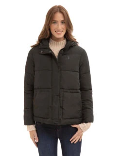 U.S. Polo Assn. COZY PUFFER JACKET WITH PATCH POCKET -Glimmera Cloth Shop 621067PP BLCK 4585 1