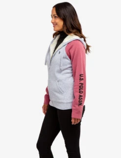 U.S. Polo Assn. RAGLAN COLORBLOCK SHERPA HOODIE -Glimmera Cloth Shop 622013PS LTGY 65427