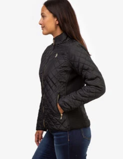 U.S. Polo Assn. QUILTED SIDE KNIT MOTO JACKET -Glimmera Cloth Shop 629599PT BLCK 3465