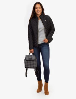 U.S. Polo Assn. QUILTED SIDE KNIT MOTO JACKET -Glimmera Cloth Shop 629599PT BLCK 3472