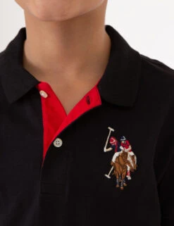U.S. Polo Assn. BOYS MULTI COLOR LOGO SOLID PIQUE POLO SHIRT -Glimmera Cloth Shop ECOM 12A6833R BLCK 76304