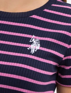 U.S. Polo Assn. HORIZONTAL STRIPE SHORT SLEEVE DRESS -Glimmera Cloth Shop ECOM 2159067E EVBL 9880