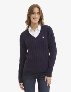 U.S. Polo Assn. V-NECK CABLE PULLOVER SWEATER