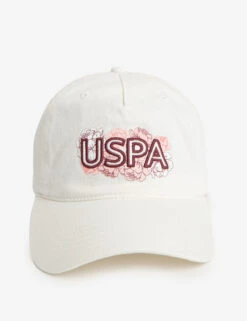 U.S. Polo Assn. ETCHED FLORAL USPA APPLIQUE DAD CAP -Glimmera Cloth Shop PFH0029 WHITE 53321