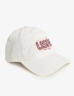 U.S. Polo Assn. ETCHED FLORAL USPA APPLIQUE DAD CAP -Glimmera Cloth Shop PFH0029 WHITE 53322