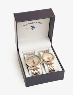 U.S. Polo Assn. HIS AND HERS CLASSIC LINK STRAP WATCH SET