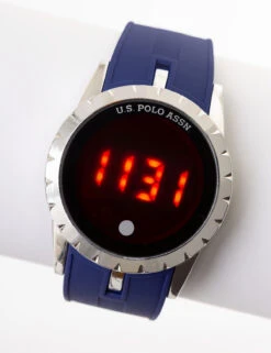 U.S. Polo Assn. MEN'S BLUE RUBBER STRAP LIGHT UP LED WATCH
