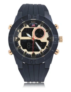 U.S. Polo Assn. MEN'S BLACK STRAP WITH GOLD ACCENTS ANA DIGI WATCH -Glimmera Cloth Shop US9807BU 4931