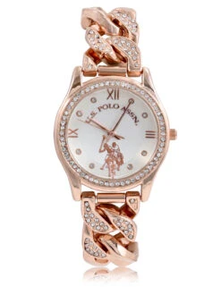 U.S. Polo Assn. WOMEN'S CRYSTAL EMBELLISHED CHAIN WATCH -Glimmera Cloth Shop USC40045