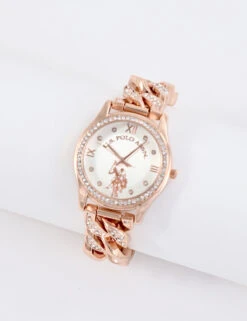 U.S. Polo Assn. WOMEN'S CRYSTAL EMBELLISHED CHAIN WATCH