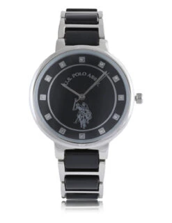 U.S. Polo Assn. LADIES BLACK LINK WITH SILVER ACCENT WATCH -Glimmera Cloth Shop USC40423UO 4717