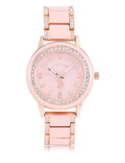 U.S. Polo Assn. LADIES PINK LINK ANALOG BRACELET WATCH -Glimmera Cloth Shop USC40534UO 4733