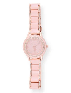 U.S. Polo Assn. LADIES PINK LINK ANALOG BRACELET WATCH -Glimmera Cloth Shop USC40534UO 4888