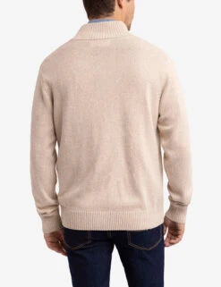 U.S. Polo Assn. TEXTURED YOKE FULL ZIP SWEATER -Glimmera Cloth Shop USUF3S5371 CAMELHEATHER 0251