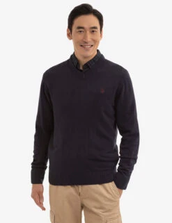 U.S. Polo Assn. SOFT SOLID JERSEY V-NECK SWEATER -Glimmera Cloth Shop USUF3S5395 NAVY 0610