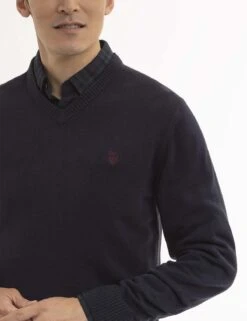 U.S. Polo Assn. SOFT SOLID JERSEY V-NECK SWEATER -Glimmera Cloth Shop USUF3S5395 NAVY 0611