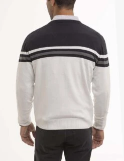 U.S. Polo Assn. SOFT ENGINEERED STRIPE V-NECK SWEATER -Glimmera Cloth Shop USUF3S5893 WNWH 0579