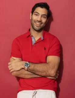 U.S. Polo Assn. SOLID INTERLOCK GINGHAM TRIM POLO SHIRT