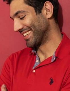 U.S. Polo Assn. SOLID INTERLOCK GINGHAM TRIM POLO SHIRT -Glimmera Cloth Shop VALENTINES DAY 15062